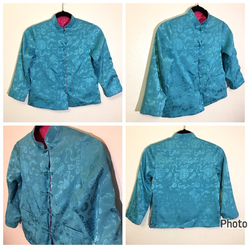 Reversible Mandarin Collar Jacket Frog Closure As… - image 4